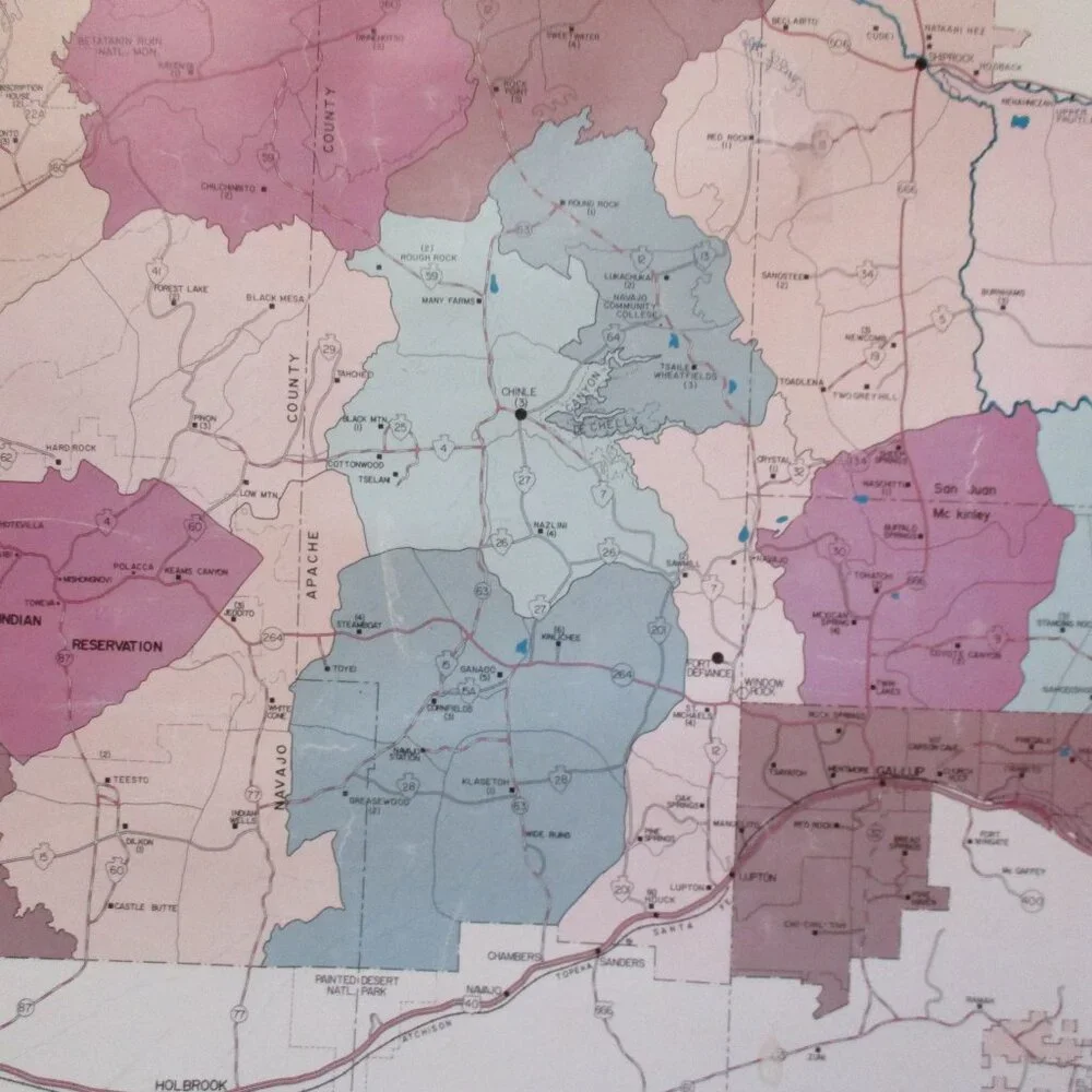 Vtg Ahasteen's Cartographic Engraving Services Navajo Nation USA Dist & Chap Map